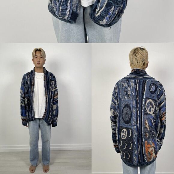 Kapital Japan 7 G Boro Gaudy Cardigan size 1 Oversized Peace Knit - Picture 1 of 11